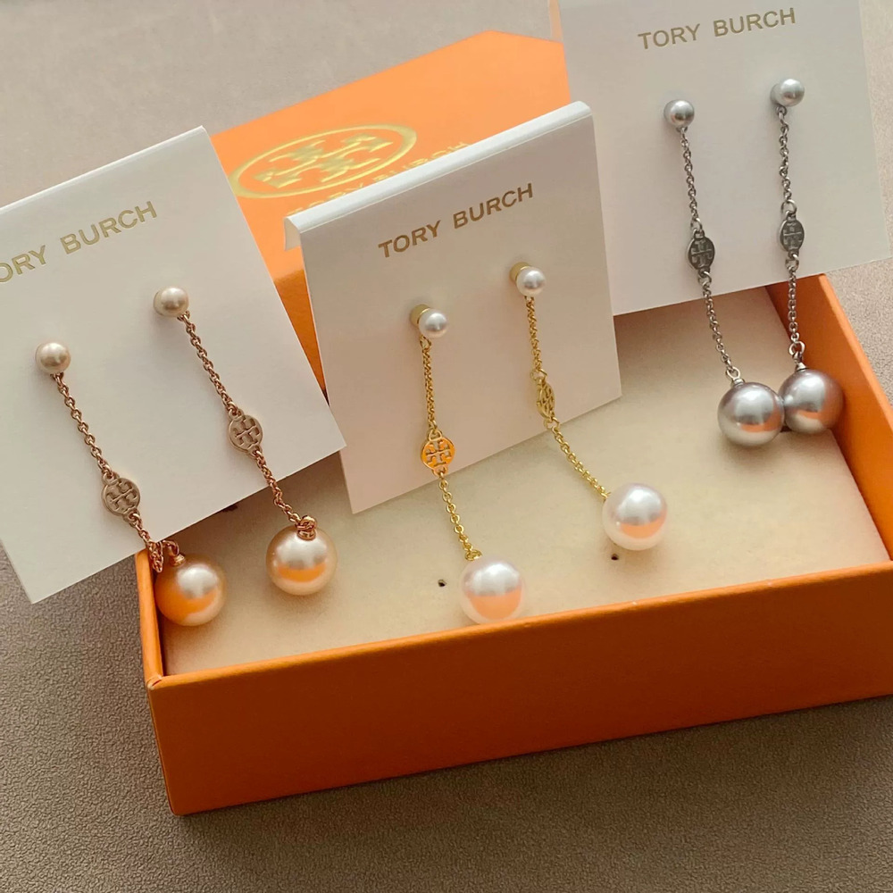 Tory Burch Assorted Pearl Long Metal Drop Earrings